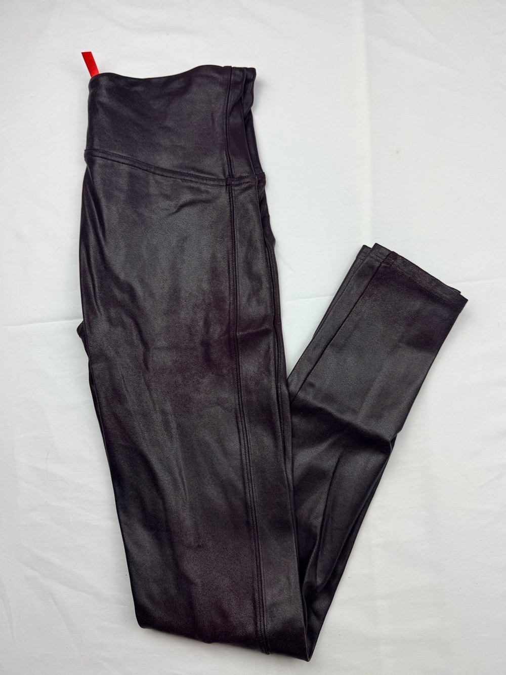 SPANX Shiny Burgundy Faux Leather Leggings